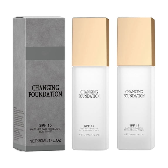 2PC Color Changing Foundation for Mature Skin, 2026 New Hydrating and Lightweight Liquid Foundations, Self-Adjusting Foundation Tone Suitable for All Skin Types