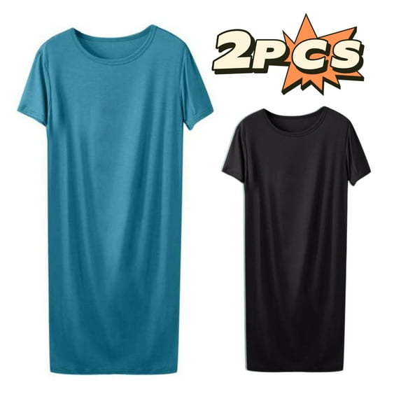 2PC Comfortable Nightgowns New Womens Tshirt Nightgown Cotton Summer Thin Loose Sleepshirts Comfy Casual Nightshirt for Women Multicolor XL