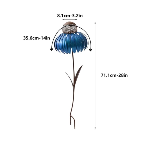 2PC Coneflower Bird Feeder Iron Standing Bird Feeder Backyard Flower Pole Bird Feeder Garden Art Metal Birdfeeder Garden Decoration