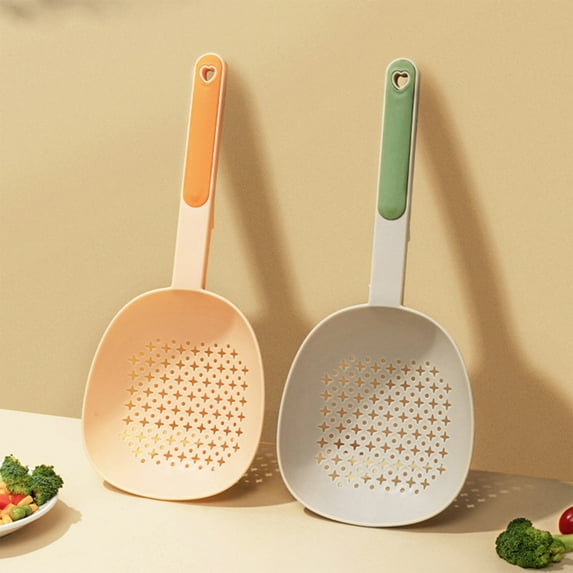 2PC Cooking Skimmer Spoon, Heat Resistance Draining Colander, Large Capacity Strainer Spoon for Draining & Frying, Kitchen Tools