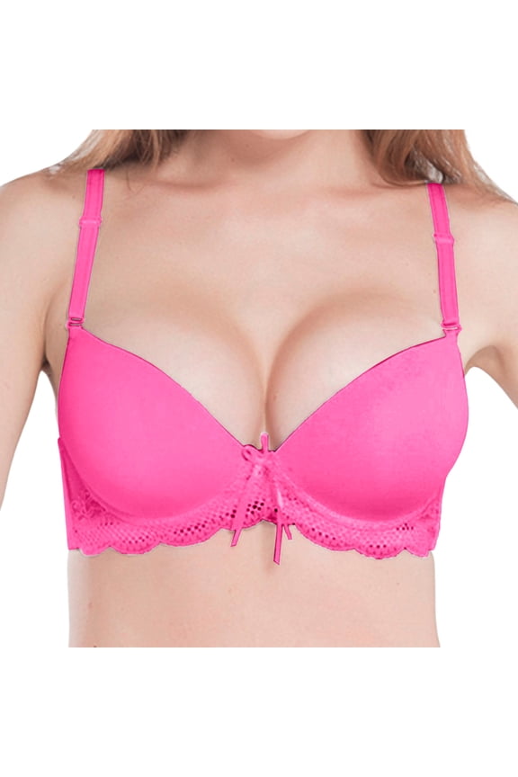 2PC Cotton Bralette Shaping Cup Adjustable Shoulder Strap Womens Clothing,Pink,75B