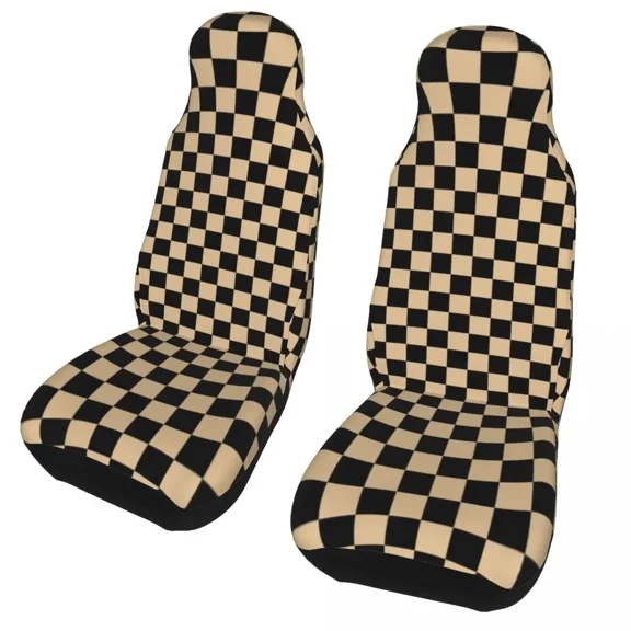 White And Crimson Red Checkerboard Universal Auto Car Seat Covers Universal Fit for SUV Plaid Bucket Seat Protector Cover 2PC