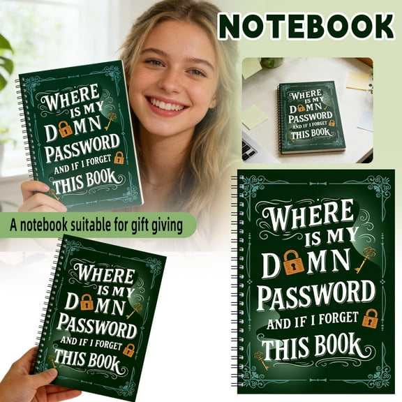 2PC Creative Password Log Journal with Spiral Binding, Secure Account Organizer and Personal Notebook for Managing Internet Logins and Private Information Stationery Supplies