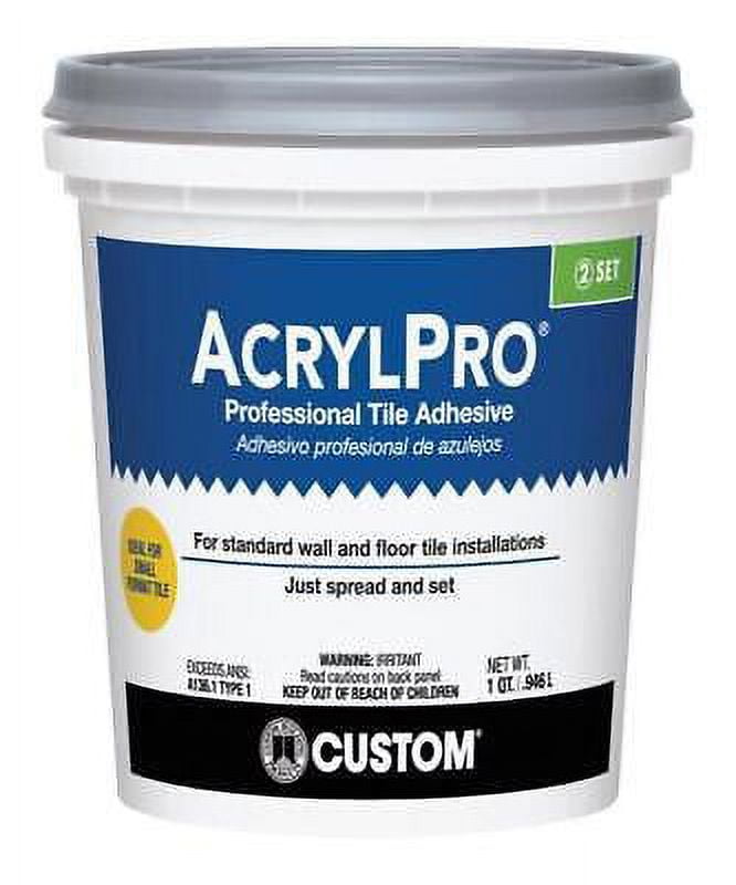 2PC Custom Building Products AcrylPro Ceramic Tile Adhesive 1 qt