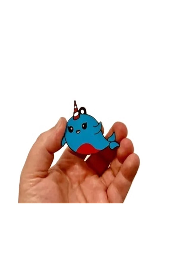 2PC Cute Narwhal Keychain 3D Printing