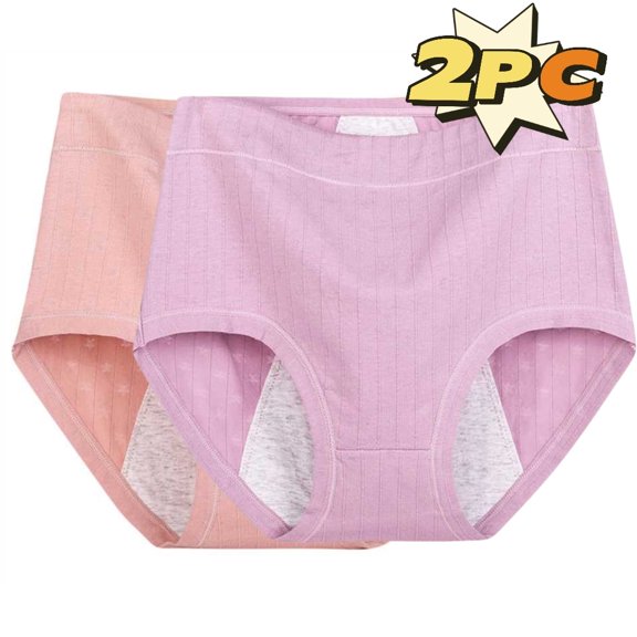 2PC Cute Panties New Women's Underwear High Waist Leakproof Panties Soft Briefs Breathable Comfortable Panties Underwear New Multicolor XL
