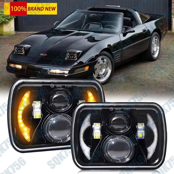 2PC DOT 7x6 inch LED Headlight DRL Turn for Chevy Corvette 1984-1996 S10 1982-93