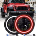 thumbnail image 1 of 2PC DRL 7'' Round Halo LED Headlights Red Turn Signal For Jeep Wrangler JK TJ LJ, 1 of 7