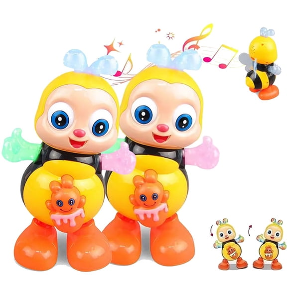 2PC Dancing Bee Toy Musical Interactive Bee with Lights & Music, Educational Cartoon Toy , Singing Bee with Swinging Motion, Preschool Learning Sensory Toy