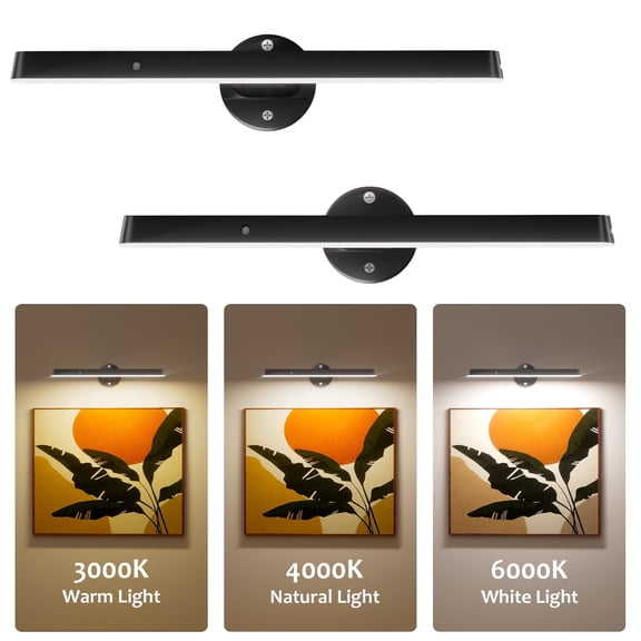 MEHOOM LED Wall Lights for Picture, Controller & Timer, 5400mAh Rechargeable Battery Lights for Painting, Colors Temperatures and Dimmable Art Display Light for Gallery Living Room Wall Decor-2PCS