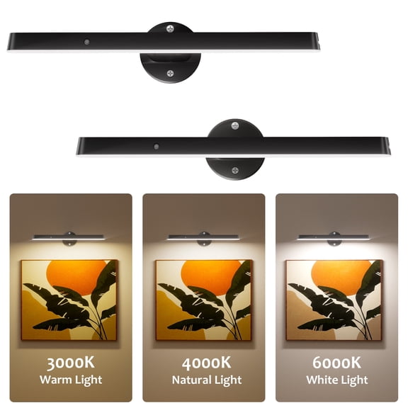 MEHOOM LED Wall Lights for Picture, Controller & Timer, 5400mAh Rechargeable Battery Lights for Painting, Colors Temperatures and Dimmable Art Display Light for Gallery Living Room Wall Decor-2PCS