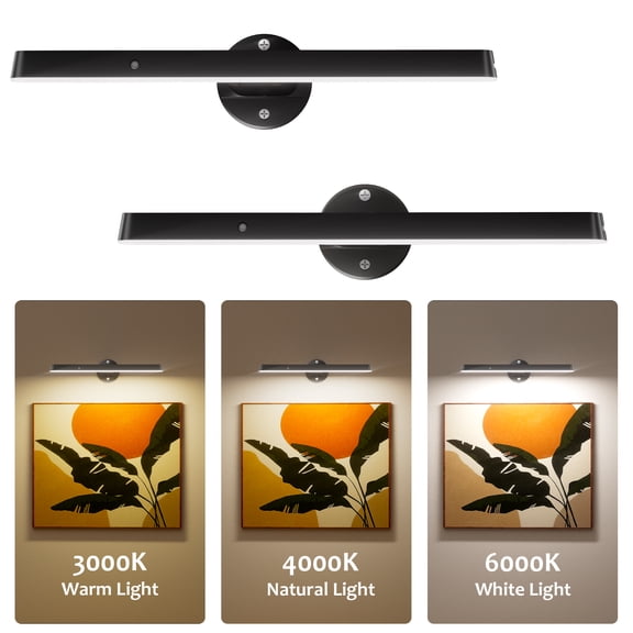 MEHOOM LED Wall Lights for Picture, Controller & Timer, 5400mAh Rechargeable Battery Lights for Painting, Colors Temperatures and Dimmable Art Display Light for Gallery Living Room Wall Decor-2PCS