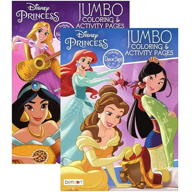 2PC Disney Princesses Coloring Book Jumbo Activity Pad Books Kids ...