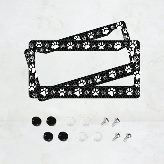 2PC Dog's Paw License Plate Prame Aluminum Rust-Proof Auto Parts License Plate Decorative Screws Fit Standard 2 Holes U.S. License Plate, 2.2x 6.3 Inch
