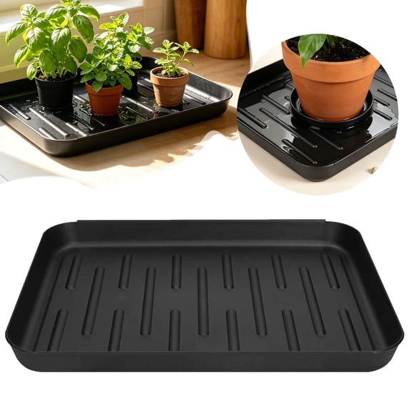 2PC Durable Plastic Boot Tray and Shoe Mat for Entryway - Heavy Duty Waterproof Shoe Tray Organizer, Non Slip Boot Trays for Front Door, Entryway Muddy Shoes Storage, 13.78 x 10.63 Inches