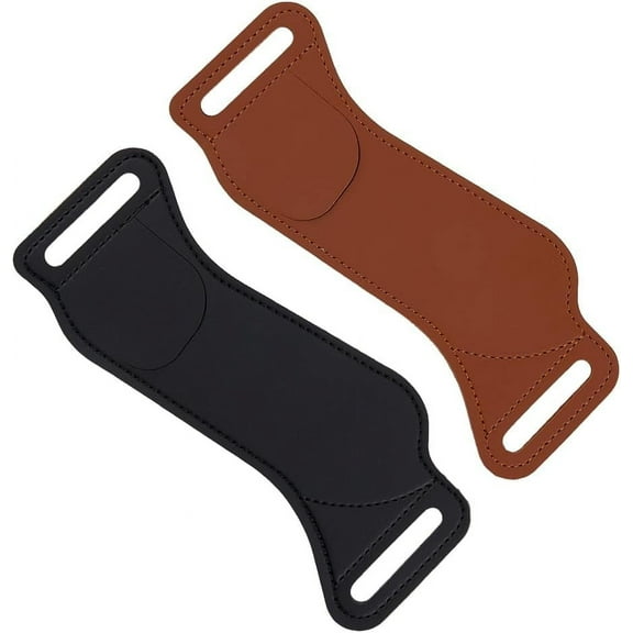 2PC Edge Leather Sheath 172mm Wide Sheath Buck Saddle Brown Black Cowhide Protective Case Pocket Durable Sheath Holder with Double Loops Outdoor Leather Sheaths