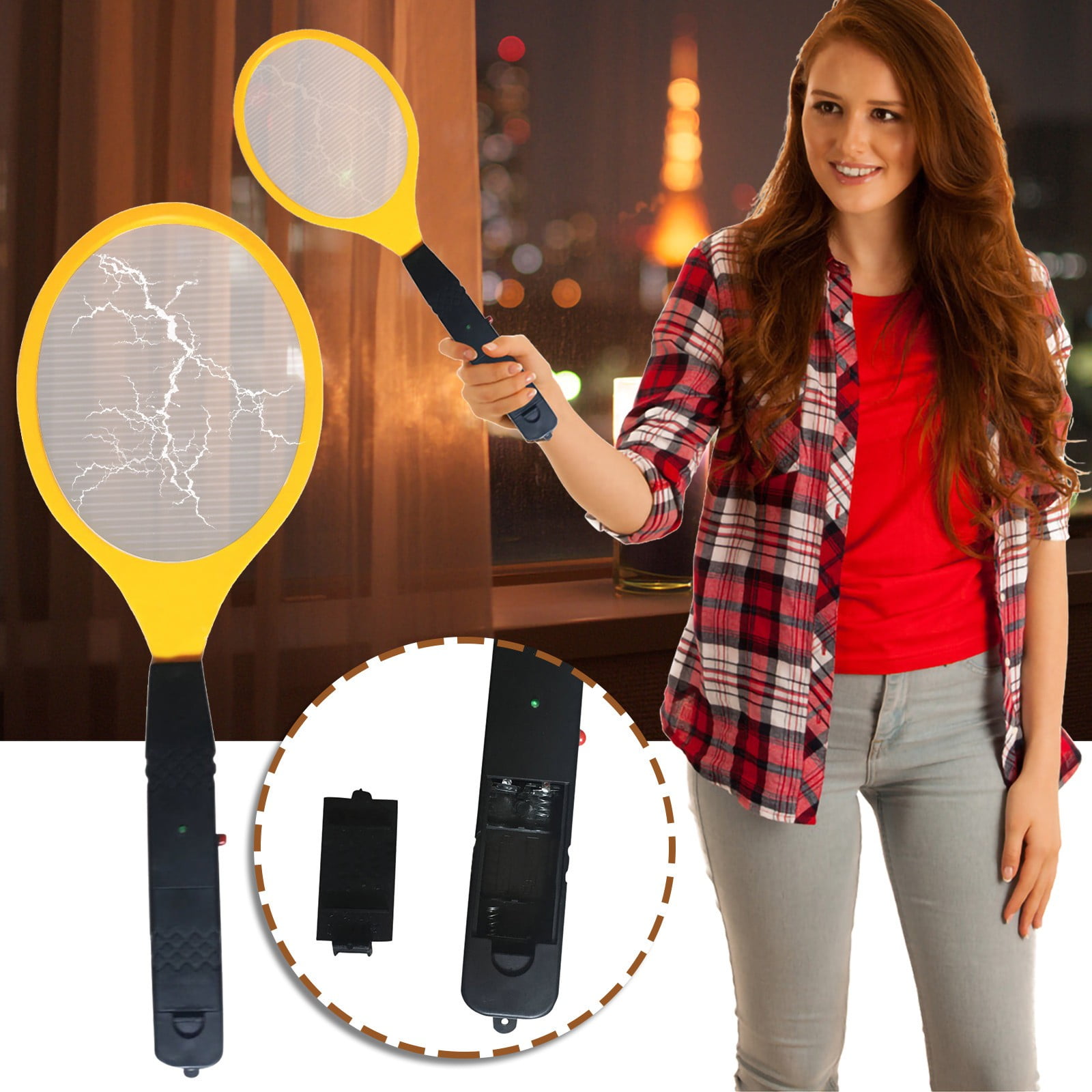 2PC Electric Fly Swatter, Useful Handheld Bug Zapper Racket, Indoor ...