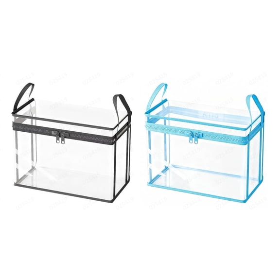 2PC Extra Large Clear Storage Bin with Zipper & Handles, PVC Organizer for Bedding, Seasonal Clothes & Home Organization,Black&Blue