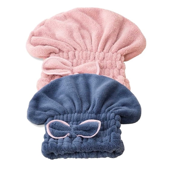 2PC Extrame Soft & Ultra Absorbent, Fast Drying Hair Turban Wrap Towels Shower Cap for Girls and Women