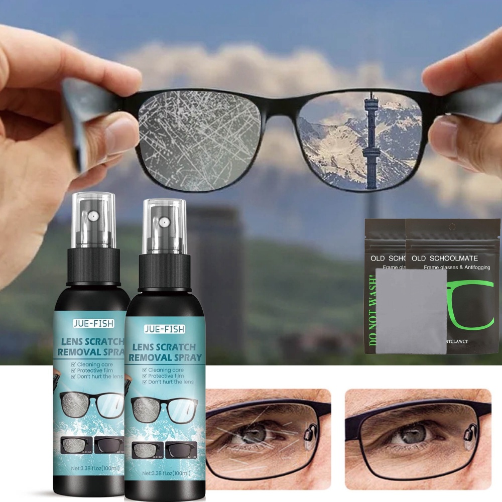 2PC Lens Scratch Removal Spray, Eyeglass Windshield Glass Repair Liquid