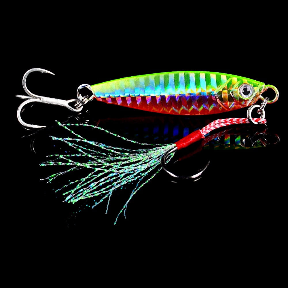 2PC Fishing Jig Bait 7g/10g/15g/20g/30g Metal Laser Jig Casting Spoon Fishing Lure