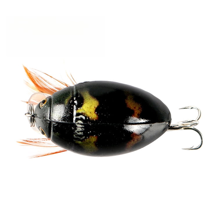 2PC Fishing Lures Jigs 4g Floating Water Small Minnow Fat Bionic Beetle Blood Slot Hook Plastic Fake Fish Bait Set