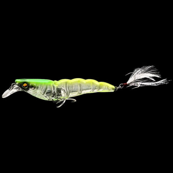 2PC Fishing Lures Jigs Full Attack Shrimp Slow Sinking with Blood Groove Feather Hook Pencil Shrimp Type Minnow Noise Fake Bait