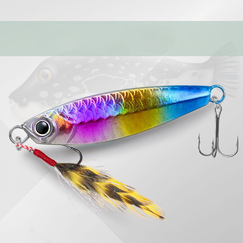 2PC Fishing Lures Jigs Iron Plate Fish Scale Pattern All Water Layer Blue Green White black Pink Red Baits