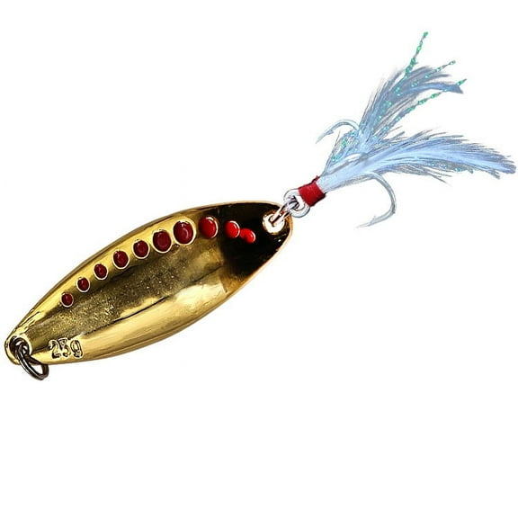 2PC Fishing Lures Jigs Spinner Red Dot Leech Enhanced Blood Groove Feather Hook Long Casting Antirust Metal Fish Bait