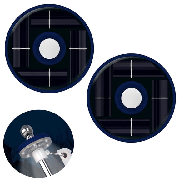FIASON 2 Pack Blue Flag Poles Light Solar Powered, Waterproof Solar Flag Pole Lights for 5-12 FT Flag Poles, Solar Light for 1 inch Diameter Flagpole Outdoor, Auto On/Off