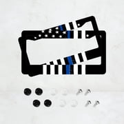 2PC Flag Star License Plate Prame Aluminum Rust-Proof Auto Parts License Plate Decorative Screws Fit Standard 2 Holes U.S. License Plate, 2.2x 6.3 Inch