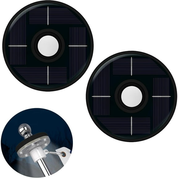 2PC Flagpole Solar Light, Solar Flag Pole Lights, Outdoor Waterproof LED for 5-10FT Flag Poles, Flag Light Fits 1in Diameter Poles, Auto On/Off & Solar Charging (Black)