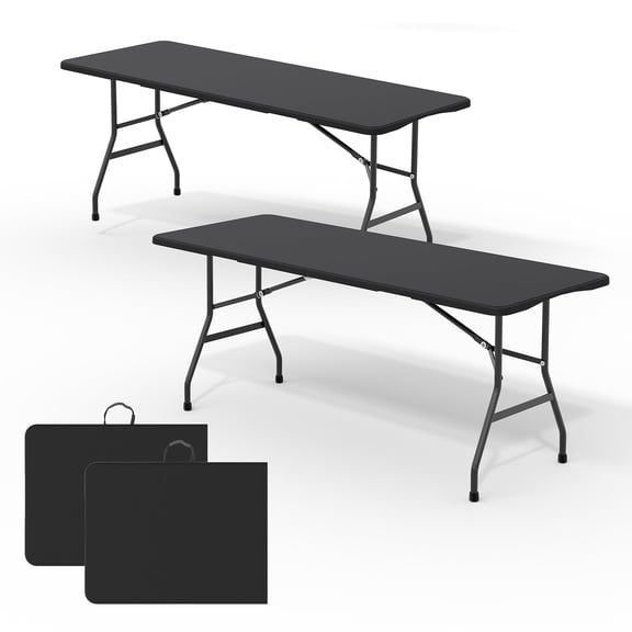 2PC Folding Picnic Table – Portable HDPE Outdoor Dining Table, Carry Handle, Fold-in-Half Design – Lightweight, Sturdy