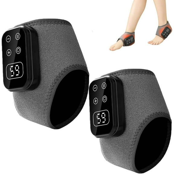 2PC Foot Renew Triple Method Massager, Foot Massager for Neuropathy Customizable Massage, Wireless & Portable Heated Ankle Wrap with 3 Vibration Mode