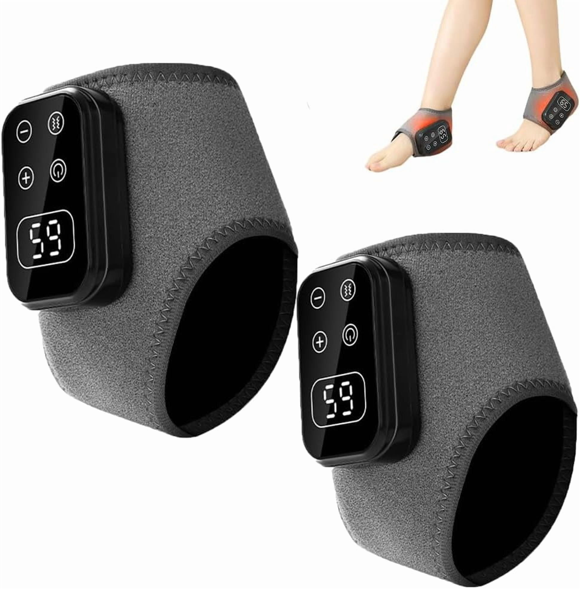 2PC Foot Renew Triple Method Massager, Foot Massager for Neuropathy Customizable Massage, Wireless & Portable Heated Ankle Wrap with 3 Vibration Mode