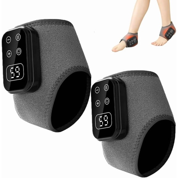 2PC Foot Renew Triple Method Massager, Foot Massager for Neuropathy Customizable Massage, Wireless & Portable Heated Ankle Wrap with 3 Vibration Mode