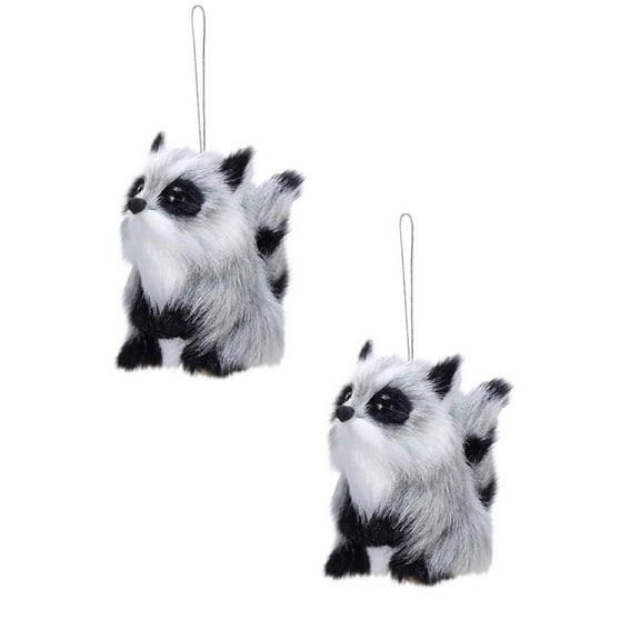 2PC Forest Animals Ornaments, 3D Plush Pendant, Woodland Animal Faux Fur Plush Hanging Ornaments Family Educational Playset for Fall, Christmas, Winter Birthday Party Supplies