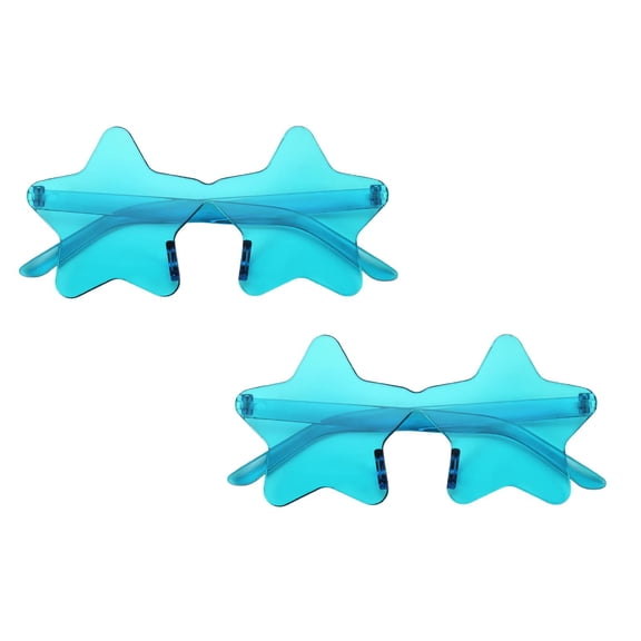 2PC Frameless Star Sunglasses Transparent Candy Colored Sunglasses Party Star Glasses