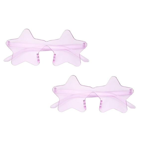 2PC Frameless Star Sunglasses Transparent Candy Colored Sunglasses Party Star Glasses