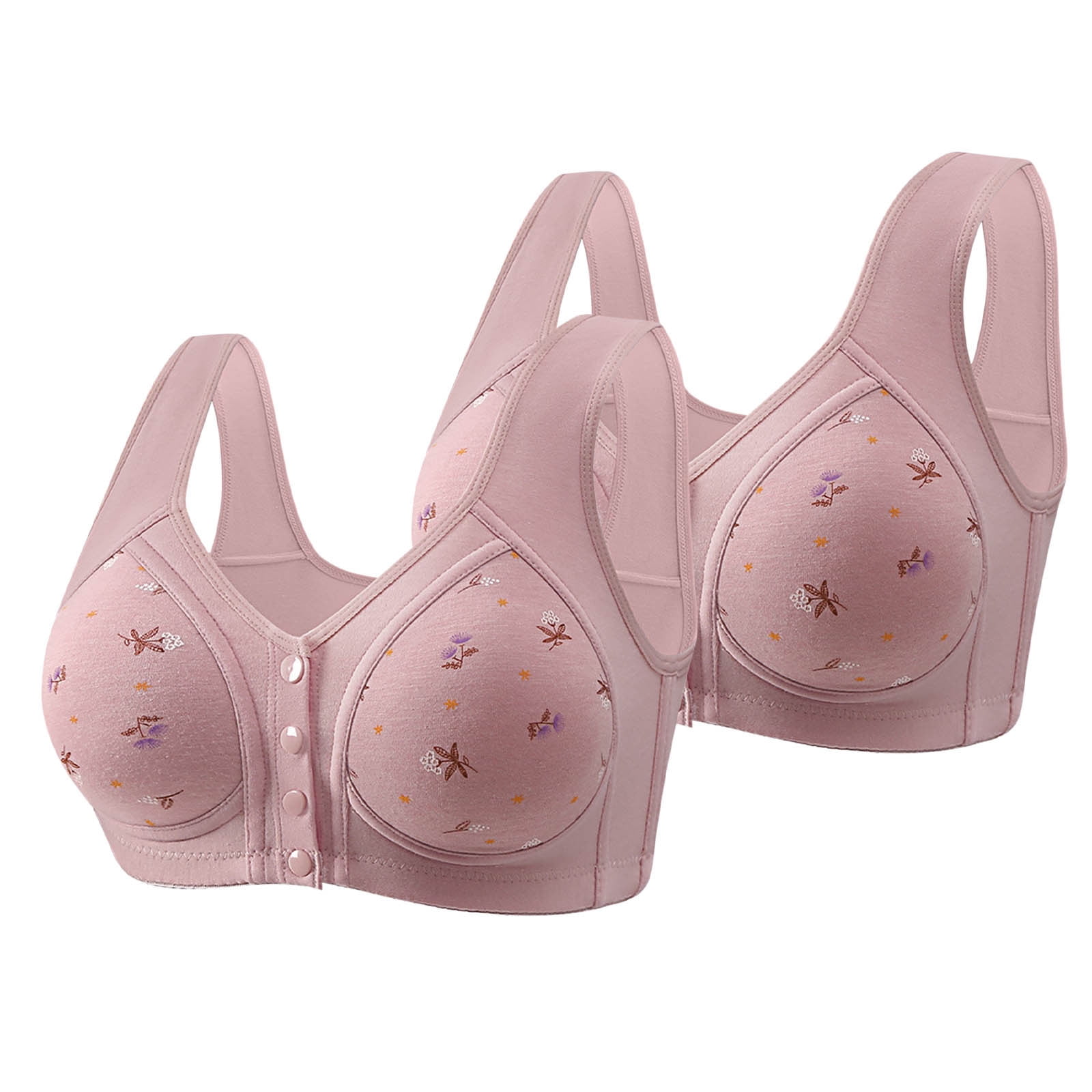 Walk Bra Amvlyk 2PC Front Closure Bra for Women Wireless Comfort Printed Snap ...