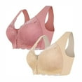 thumbnail image 1 of 2PC Front Closure Bras for Women Floral Lace Embriodery Full Coverage Push Up Sleep Comfort Wireless Seamless Everyday Bra,Multicolor 5,50 C, 1 of 4