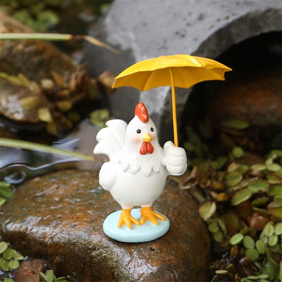 2PC Funny Chick Statue, Resin Table Art Sculpture,Easter Hen Figurine Decoration, Home Office Desk Ornaments, Farmhouse Animal Kitchen Countertop Ornament