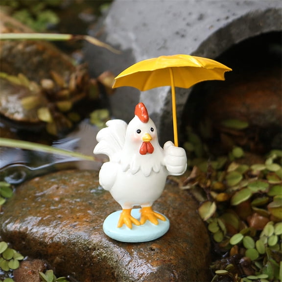 2PC Funny Chick Statue, Resin Table Art Sculpture,Easter Hen Figurine Decoration, Home Office Desk Ornaments, Farmhouse Animal Kitchen Countertop Ornament