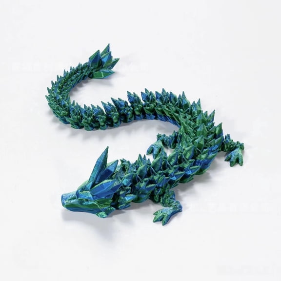 2PC(GREEN BLUE,GREEN) 30CM 3D printed dragon figurines, articulated crystal gemstone dragon, diamond dragon figurine set, 3D animal figurines.