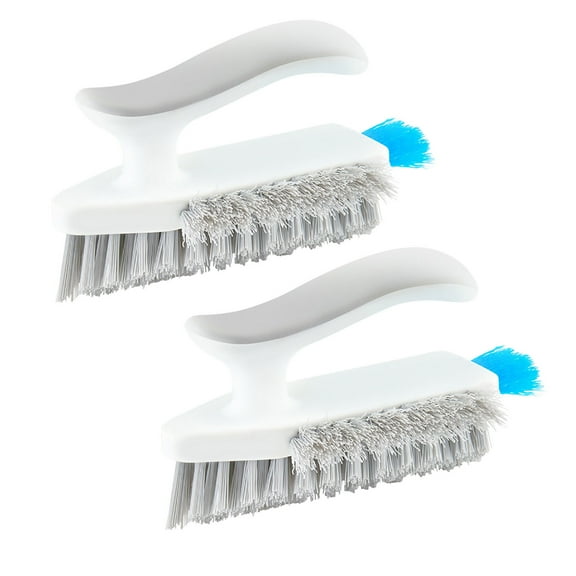 2PC Gaps and Corner Cleaning Brush with Handle, V-Shaped Bristles, Hard and Soft Bristle Design, Deep Dirt Removal, Tile, Toilet, Floor, Wall Crevices, Bathroom, Kitchen, Home Surfaces