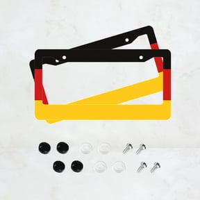 2PC German Flag License Plate Prame Aluminum Rust-Proof Auto Parts License Plate Decorative Screws Fit Standard 2 Holes 1 U.S. License Plate, 12.2x 6.3 Inch