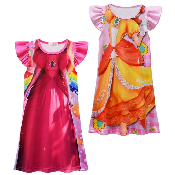 2PC Girls Nightgowns, Cartoon Nightgown Princess Pajama Dresses for Girls Sleepwear Nightie