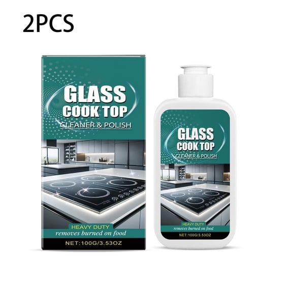 2PC Glass Stove Top Cleaner And Polisher, Ceramic Cooktop Cleaning Agent With Scratch Repair, Grease Remover For Electromagnetic Stove And Kitchen Surfaces, 3.53 Oz
