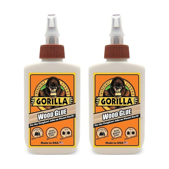 2PC Gorilla Wood Glue 4 Oz., Natural Wood (Dry)