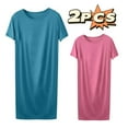 thumbnail image 1 of 2PC Gowns for Women Sleepwear New Womens Tshirt Nightgown Cotton Summer Thin Loose Sleepshirts Comfy Casual Nightshirt for Women Multicolor 4XL, 1 of 8